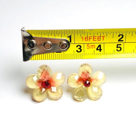 New! Red Rhinestone Flower Stud Earrings - Picture 6 of 6